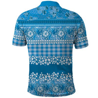 Hawaiian Hibiscus Honu Polo Shirt Blue Mele Kalikimaka Palaka Spirit - Polynesian Pride
