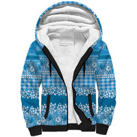 Hawaiian Hibiscus Honu Sherpa Hoodie Blue Mele Kalikimaka Palaka Spirit LT9 Unisex Blue - Polynesian Pride
