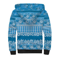 Hawaiian Hibiscus Honu Sherpa Hoodie Blue Mele Kalikimaka Palaka Spirit LT9 - Polynesian Pride