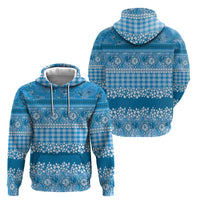 Hawaiian Hibiscus Honu Zip Hoodie Blue Mele Kalikimaka Palaka Spirit LT9 - Polynesian Pride