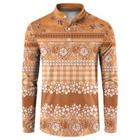 Hawaiian Hibiscus Honu Button Sweatshirt Gold Mele Kalikimaka Palaka Spirit - Polynesian Pride