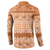 Hawaiian Hibiscus Honu Button Sweatshirt Gold Mele Kalikimaka Palaka Spirit - Polynesian Pride