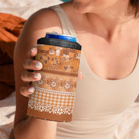 Hawaiian Hibiscus Honu 4 in 1 Can Cooler Tumbler Gold Mele Kalikimaka Palaka Spirit - Polynesian Pride
