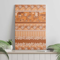 Hawaiian Hibiscus Honu Canvas Wall Art Gold Mele Kalikimaka Palaka Spirit - Polynesian Pride