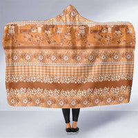 Hawaiian Hibiscus Honu Hooded Blanket Gold Mele Kalikimaka Palaka Spirit - Polynesian Pride