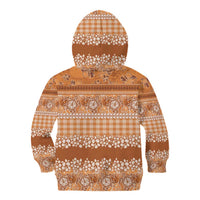 Hawaiian Hibiscus Honu Kid Hoodie Gold Mele Kalikimaka Palaka Spirit - Polynesian Pride