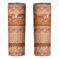 Hawaiian Hibiscus Honu Skinny Tumbler Gold Mele Kalikimaka Palaka Spirit LT9 Gold - Polynesian Pride