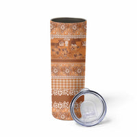 Hawaiian Hibiscus Honu Skinny Tumbler Gold Mele Kalikimaka Palaka Spirit LT9 - Polynesian Pride