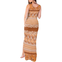 Hawaiian Hibiscus Honu Tank Maxi Dress Gold Mele Kalikimaka Palaka Spirit - Polynesian Pride