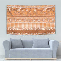 Hawaiian Hibiscus Honu Tapestry Gold Mele Kalikimaka Palaka Spirit - Polynesian Pride