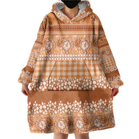 Hawaiian Hibiscus Honu Wearable Blanket Hoodie Gold Mele Kalikimaka Palaka Spirit - Polynesian Pride