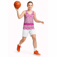 Hawaiian Hibiscus Honu Basketball Jersey Pink Mele Kalikimaka Palaka Spirit - Polynesian Pride