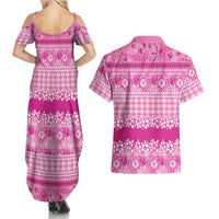 Hawaiian Hibiscus Honu Couples Matching Summer Maxi Dress and Hawaiian Shirt Pink Mele Kalikimaka Palaka Spirit LT9 - Polynesian Pride