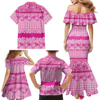 Hawaiian Hibiscus Honu Family Matching Mermaid Dress and Hawaiian Shirt Pink Mele Kalikimaka Palaka Spirit LT9 - Polynesian Pride