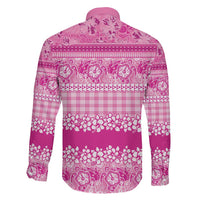 Hawaiian Hibiscus Honu Family Matching Off The Shoulder Long Sleeve Dress and Hawaiian Shirt Pink Mele Kalikimaka Palaka Spirit LT9 - Polynesian Pride