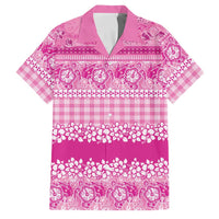 Hawaiian Hibiscus Honu Family Matching Short Sleeve Bodycon Dress and Hawaiian Shirt Pink Mele Kalikimaka Palaka Spirit LT9 Dad's Shirt - Short Sleeve Pink - Polynesian Pride