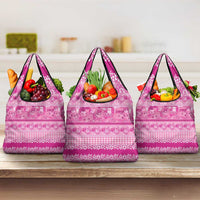 Hawaiian Hibiscus Honu Grocery Bag Pink Mele Kalikimaka Palaka Spirit - Polynesian Pride
