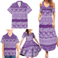 Hawaiian Hibiscus Honu Family Matching Summer Maxi Dress and Hawaiian Shirt Purple Mele Kalikimaka Palaka Spirit LT9 - Polynesian Pride