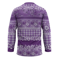 Hawaiian Hibiscus Honu Hockey Jersey Purple Mele Kalikimaka Palaka Spirit - Polynesian Pride