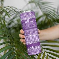 Hawaiian Hibiscus Honu Skinny Tumbler Purple Mele Kalikimaka Palaka Spirit LT9 - Polynesian Pride