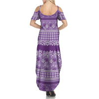 Hawaiian Hibiscus Honu Summer Maxi Dress Purple Mele Kalikimaka Palaka Spirit - Polynesian Pride