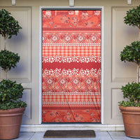Hawaiian Hibiscus Honu Door Cover Red Mele Kalikimaka Palaka Spirit LT9 Red - Polynesian Pride