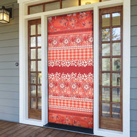 Hawaiian Hibiscus Honu Door Cover Red Mele Kalikimaka Palaka Spirit LT9 - Polynesian Pride