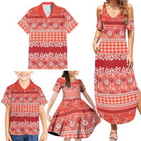Hawaiian Hibiscus Honu Family Matching Summer Maxi Dress and Hawaiian Shirt Red Mele Kalikimaka Palaka Spirit LT9 - Polynesian Pride