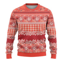 Hawaiian Hibiscus Honu Ugly Christmas Sweater Red Mele Kalikimaka Palaka Spirit - Polynesian Pride