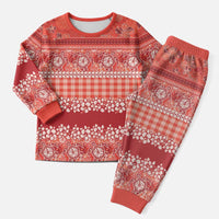 Hawaiian Hibiscus Honu Christmas Pajama Set Red Mele Kalikimaka Palaka Spirit - Polynesian Pride