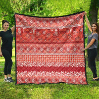 Hawaiian Hibiscus Honu Quilt Red Mele Kalikimaka Palaka Spirit - Polynesian Pride