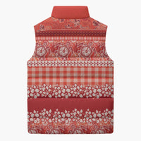 Hawaiian Hibiscus Honu Sleeveless Puffer Jacket Red Mele Kalikimaka Palaka Spirit - Polynesian Pride