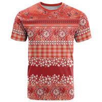Hawaiian Hibiscus Honu T Shirt Red Mele Kalikimaka Palaka Spirit - Polynesian Pride