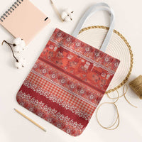 Hawaiian Hibiscus Honu Tote Bag Red Mele Kalikimaka Palaka Spirit - Polynesian Pride