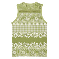 Hawaiian Hibiscus Honu Basketball Jersey Sage Green Mele Kalikimaka Palaka Spirit - Polynesian Pride