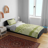 Hawaiian Hibiscus Honu Bedding Set Sage Green Mele Kalikimaka Palaka Spirit - Polynesian Pride