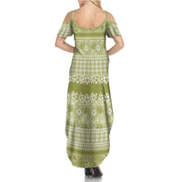 Hawaiian Hibiscus Honu Family Matching Summer Maxi Dress and Hawaiian Shirt Sage Green Mele Kalikimaka Palaka Spirit LT9 - Polynesian Pride