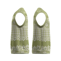 Hawaiian Hibiscus Honu Christmas Knitted V-Neck Vest Sage Green Mele Kalikimaka Palaka Spirit - Polynesian Pride