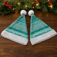 Hawaiian Hibiscus Honu Christmas Santa Hat Turquoise Mele Kalikimaka Palaka Spirit - Polynesian Pride
