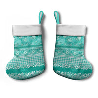 Hawaiian Hibiscus Honu Christmas Stocking Turquoise Mele Kalikimaka Palaka Spirit - Polynesian Pride
