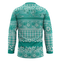 Hawaiian Hibiscus Honu Hockey Jersey Turquoise Mele Kalikimaka Palaka Spirit - Polynesian Pride