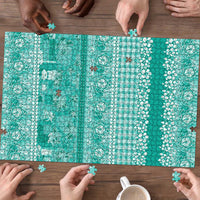 Hawaiian Hibiscus Honu Puzzle Turquoise Mele Kalikimaka Palaka Spirit LT9 - Polynesian Pride