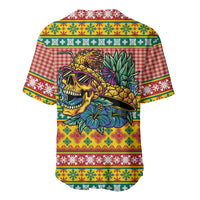 Hawaiian Pineapples Skull Baseball Jersey Mele Kalikimaka Palaka Quilt Pattern - Polynesian Pride