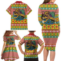 Hawaiian Pineapples Skull Family Matching Long Sleeve Bodycon Dress and Hawaiian Shirt Mele Kalikimaka Palaka Quilt Pattern LT9 - Polynesian Pride