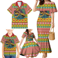 Hawaiian Pineapples Skull Family Matching Mermaid Dress and Hawaiian Shirt Mele Kalikimaka Palaka Quilt Pattern LT9 - Polynesian Pride