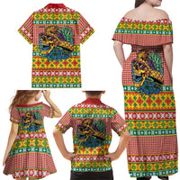 Hawaiian Pineapples Skull Family Matching Off Shoulder Maxi Dress and Hawaiian Shirt Mele Kalikimaka Palaka Quilt Pattern - Polynesian Pride