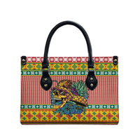 Hawaiian Pineapples Skull Leather Bag Mele Kalikimaka Palaka Quilt Pattern - Polynesian Pride