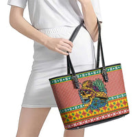 Hawaiian Pineapples Skull Leather Tote Bag Mele Kalikimaka Palaka Quilt Pattern - Polynesian Pride
