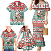 Hawaiian Funny Santa Surf Family Matching Mermaid Dress and Hawaiian Shirt Mele Kalikimaka Palaka Quilt Pattern LT9 - Polynesian Pride