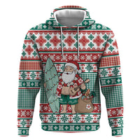 Hawaiian Funny Santa Surf Hoodie Mele Kalikimaka Palaka Quilt Pattern - Polynesian Pride